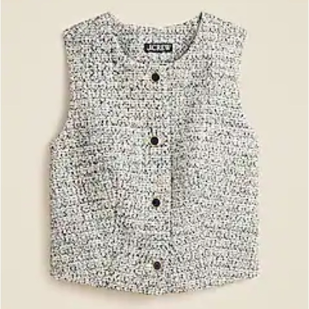 J. Crew Black and White Tweed Button Vest